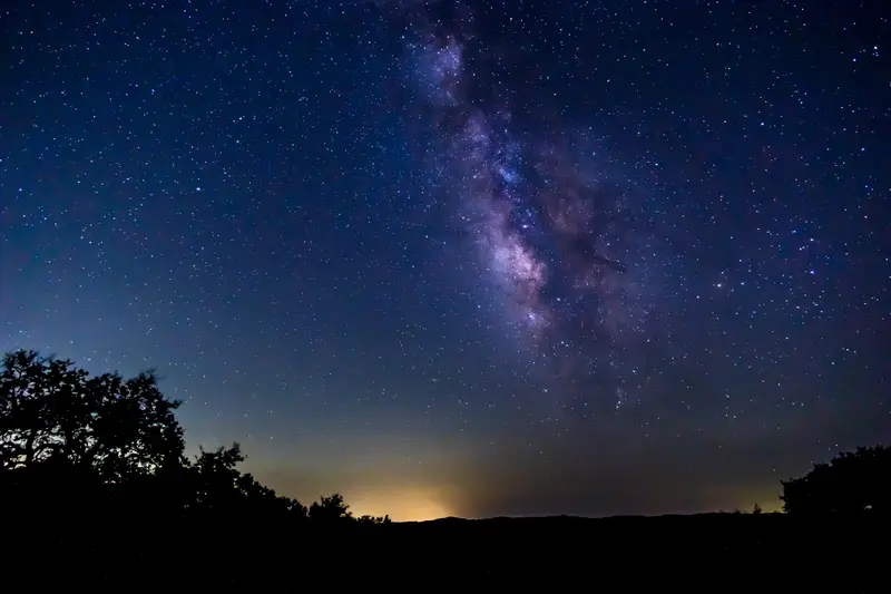 The Milky Way night sky in the Texas Hill Country